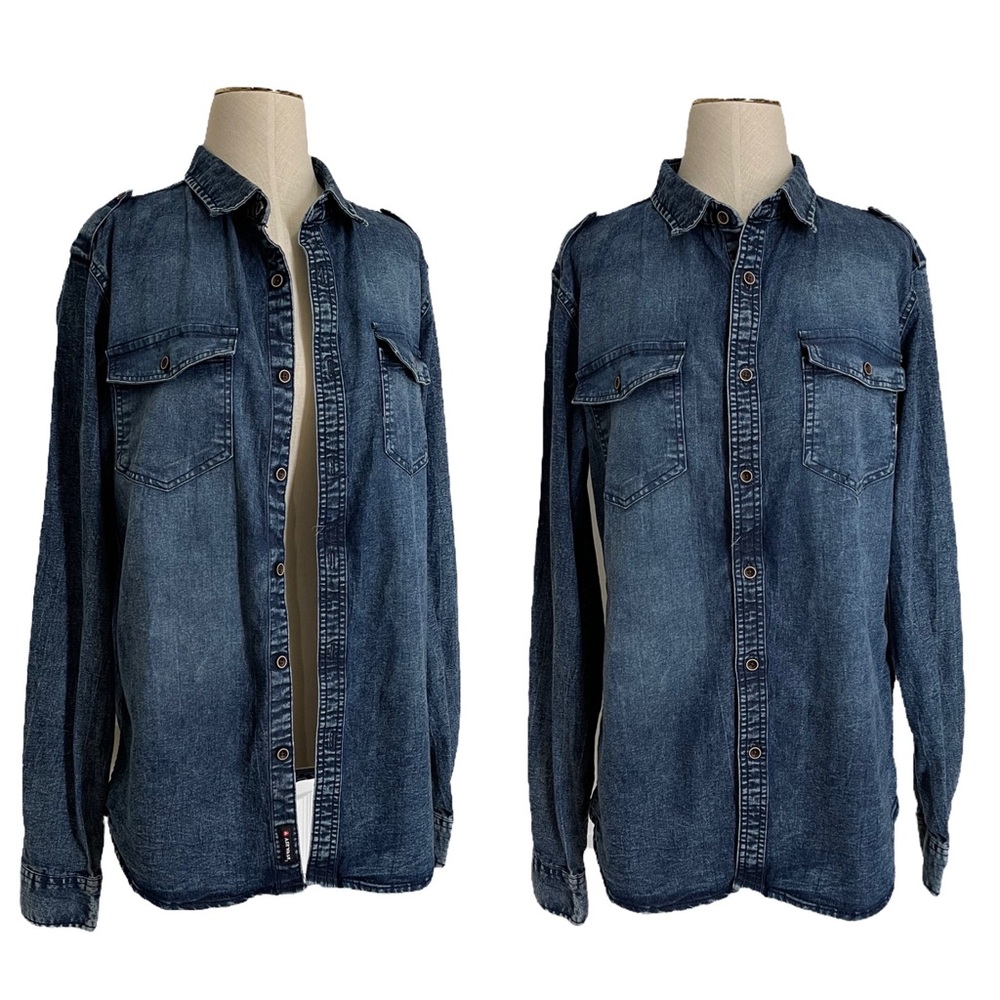 Y2K Vintage Airwalk Stretch Denim Utility Skate Shirt | Size M